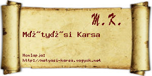 Mátyási Karsa névjegykártya